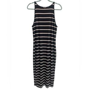 TED Baker Linn Striped Bodycon Tank Midi Dress Lined Black Cream Size 4=10